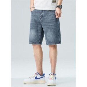 Men's Washed Denim Shorts with Pockets